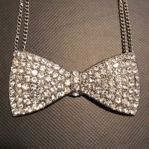 Crystal bow tie necklace